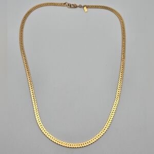 Vintage Monet Herringbone Chain Necklace Gold Plated 18”